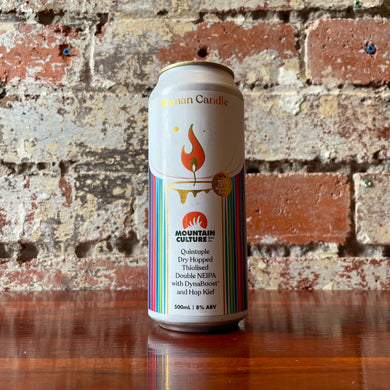 Mountain Culture Roman Candle - Quintuple Dry Hopped Thiolised NEIPA with DynaBoost and Hop Kief Mountain Culture Roman Candle - Quintuple Dry Hopped Thiolised NEIPA with DynaBoost and Hop Kief