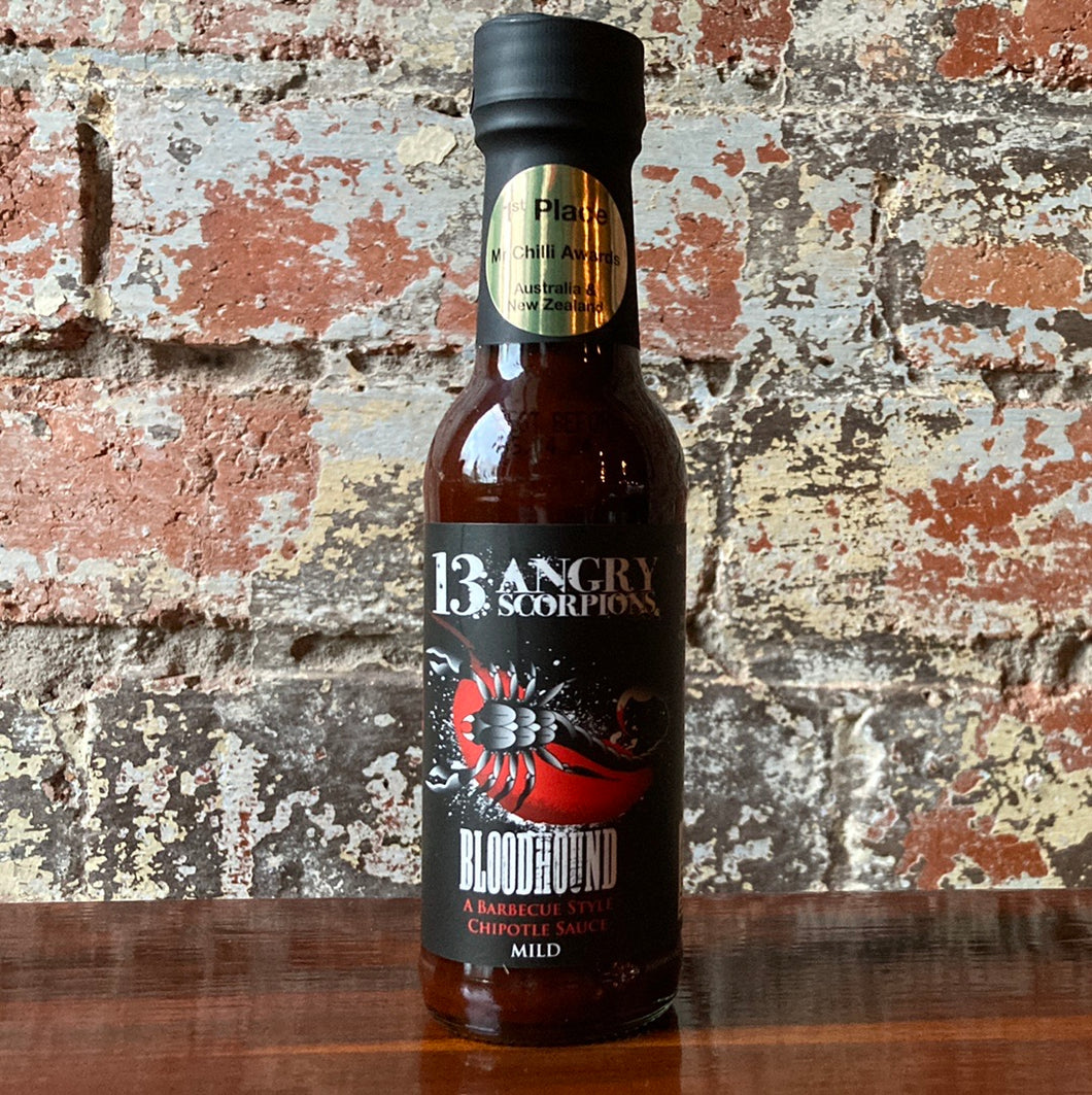 13 Angry Scorpions Bloodhound BBQ Style Chipotle Hot Sauce